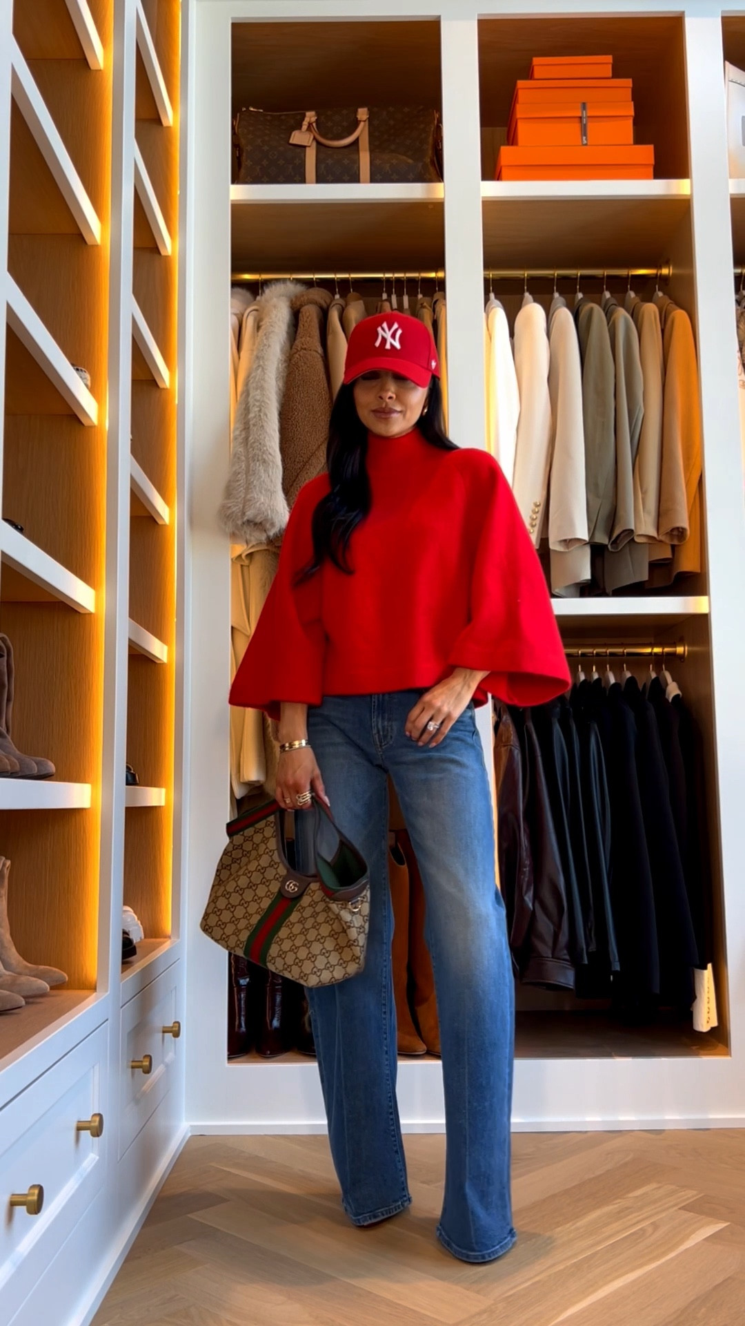 Winter outfit ideas
Zara red sweater
Mother lasso jeans
Gucci giglio bag 

#LTKPetite #LTKSeasonal #LTKootd