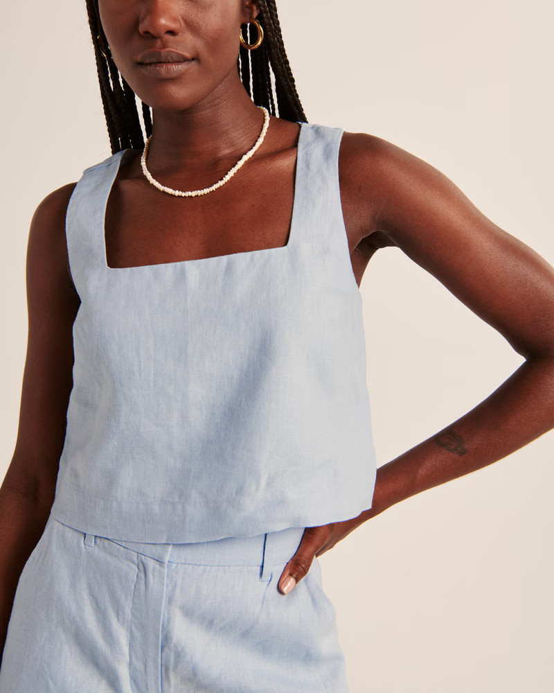 Premium Linen Squareneck Set Top | Abercrombie & Fitch (US)