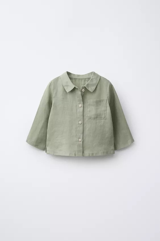 Shirt with a collar and long sleeves. Featuring a button-up front and a patch pocket on the chest... | Zara UK