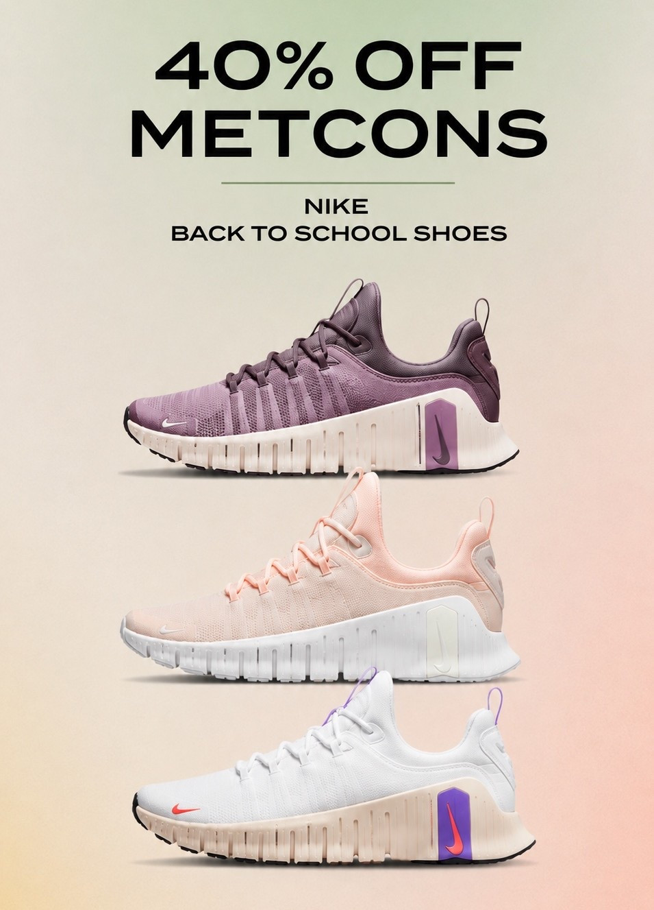 Nike Metcons 40% off

#LTKSaleAlert