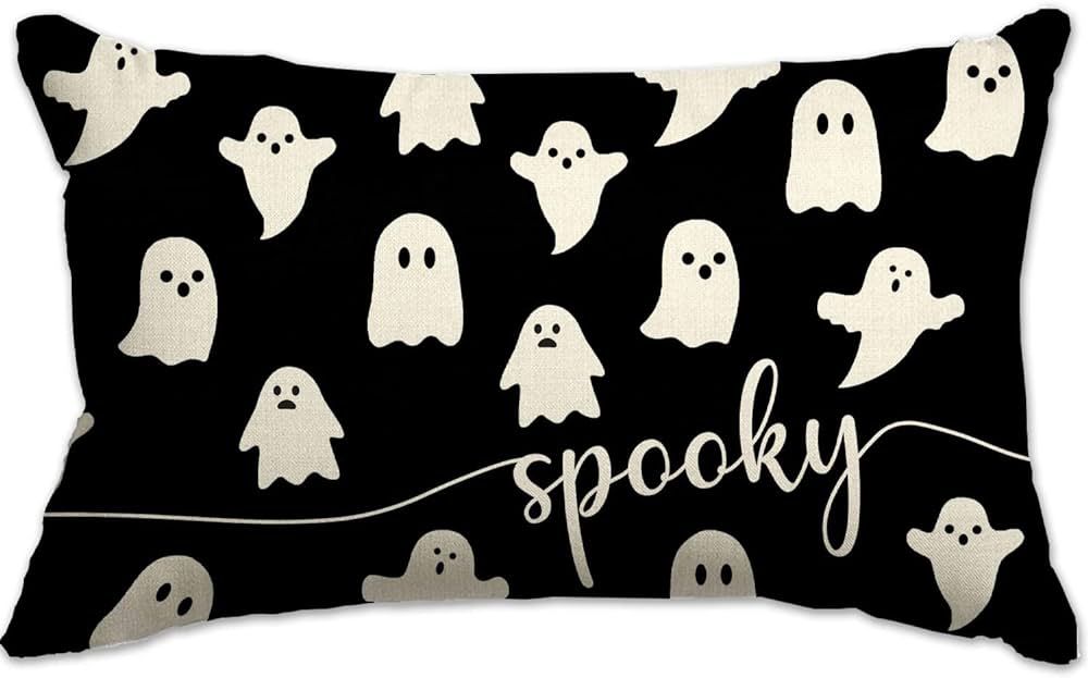 JXZYGMD Halloween Pillow Cover 12x20 Ghost Spooky Halloween Lumbar Pillow Covers Decorations Outdoor | Amazon (US)