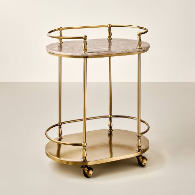 30" Metal and Marble Bar Serving Cart - Hearth & Hand™ with Magnolia | Target