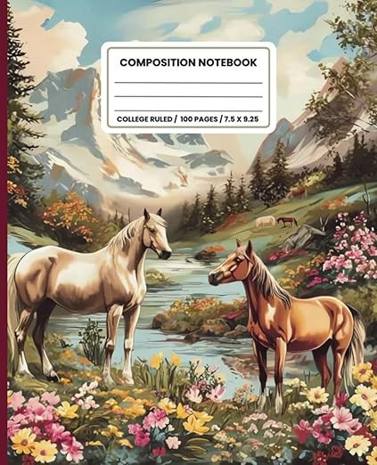 Composition Notebook College Ruled: Vintage Horse Botanical Illustration. Cute Horse Themed Aesth... | Amazon (US)