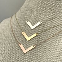 Chevron Necklace, Chevron Pendant, Sterling Silver, Layering Necklace, Rose GoldFilled, Yellow GoldFilled, Birthday, Graduation Gift | Etsy (US)