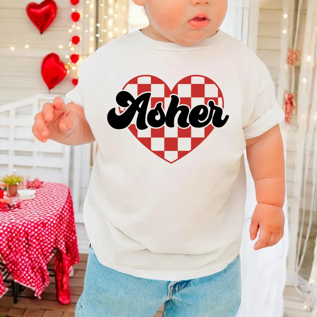 Heart Valentines Day Shirt, Custom Kids Valentines Day Shirt, Toddler Shirt, Toddler Boy Shirts, ... | Etsy (US)