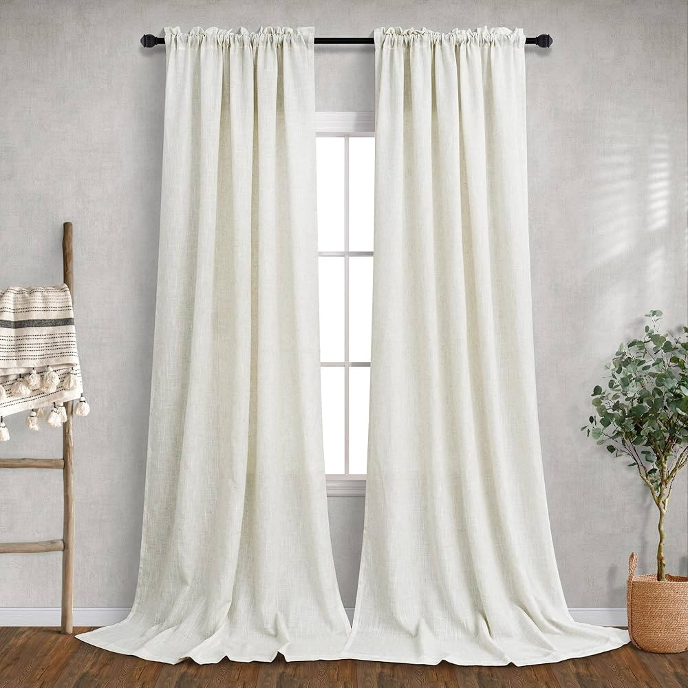 Extra Long Curtain 132 Inches Long for High Living Room 2 Story Drapes Basic Rod Pocket Panel Sem... | Amazon (US)