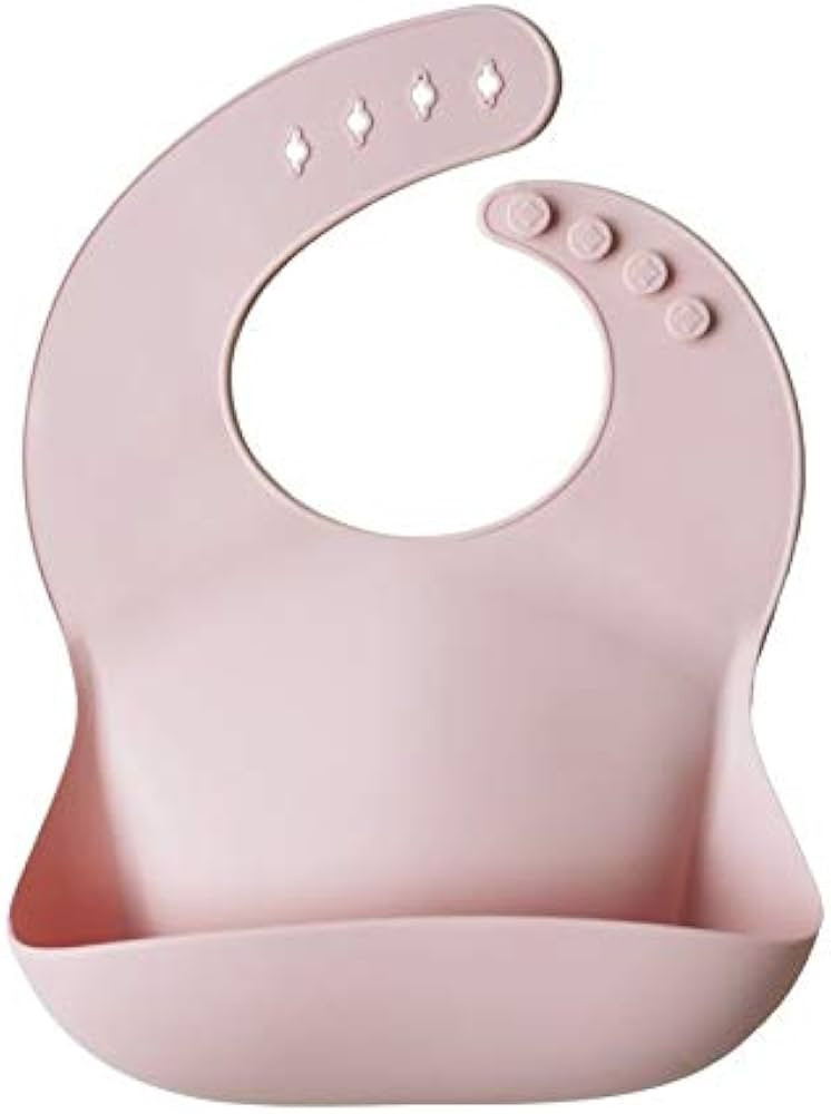 mushie Silicone Baby Bib | Adjustable Fit Waterproof Bibs (Blush) | Amazon (US)