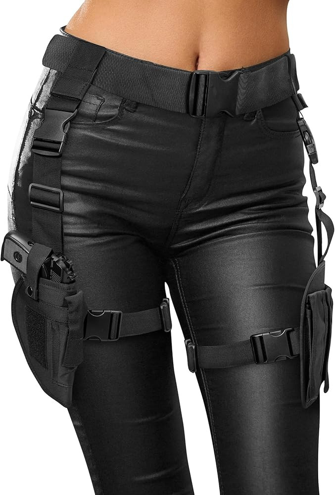 Black Widow Costume Accessories, Lara C. Holster Belt Outfit, Rider Leg Holster Strap, Tomb Swat ... | Amazon (US)