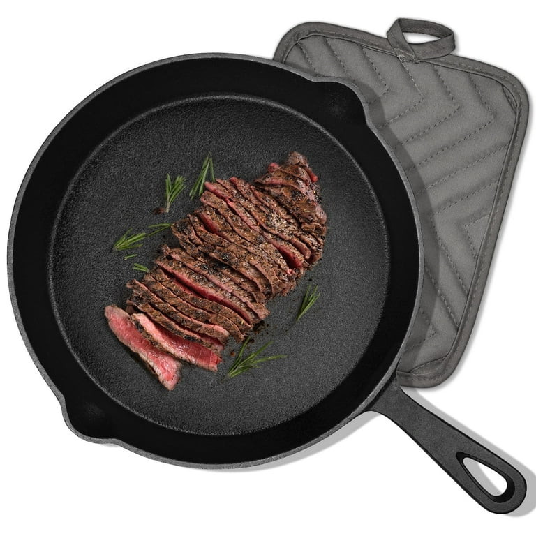 TINANA 10 inch Pre-Seasoned Cast Iron Skillet with Handle and Dual-Use Insulating Pad | Walmart (US)