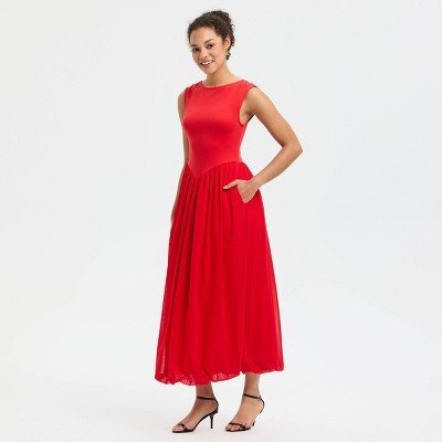 Women's Bubble Hem Midi Dress - A New Day™ Red M | Target