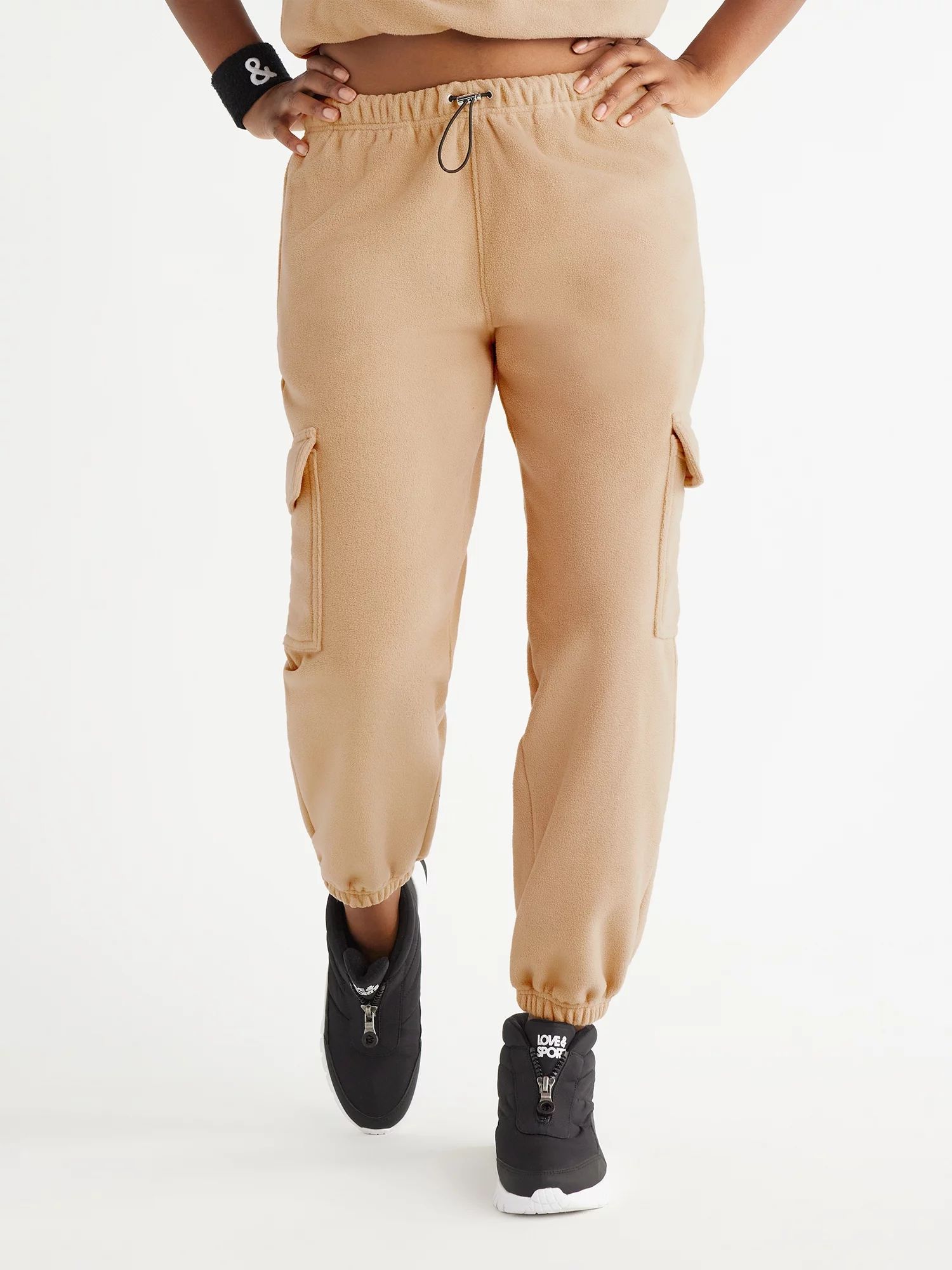 Love & Sports Women's Fleece Cargo Jogger Pants, 28” Inseam, Size XS-3XL | Walmart (US)