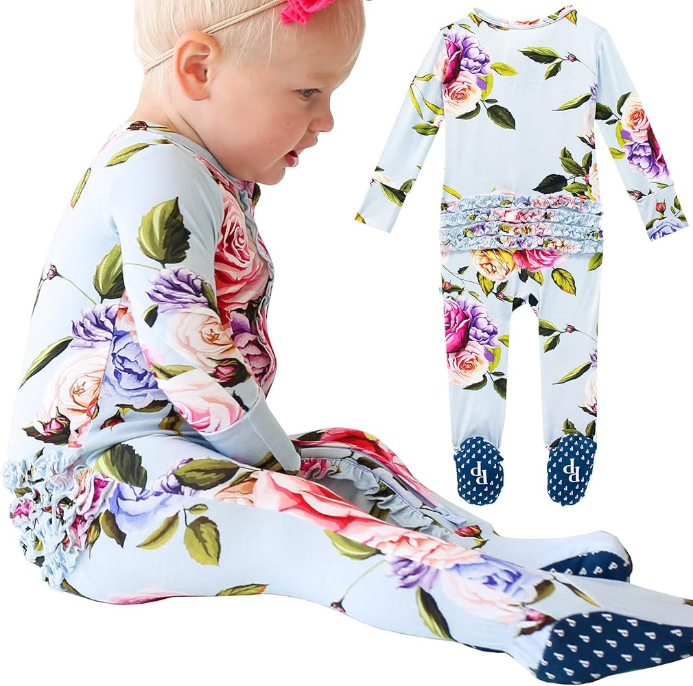Posh Peanut Footie Pajamas for Baby Girls – Sleepers in Viscose from Bamboo with 2-Way Zipper &... | Amazon (US)