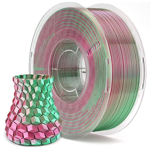 ELEGOO Silk PLA Filament 1.75mm Dual Color Green Red 1KG, 3D Printer Filament Dimensional Accuracy +/- 0.02mm, 1kg Spool(2.2lbs) 3D Printing Filament Fits for Most FDM 3D Printers | Amazon (US)