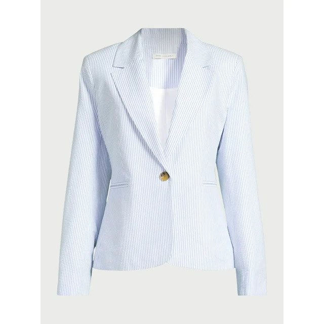 Free Assembly Women’s Single-Breasted Seersucker Blazer, Sizes XS-XXL | Walmart (US)