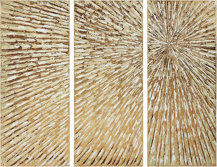 Empire Art Direct Gold Wall Art Textured Hand Painted Canvas by Martin Edwards, Triptych, 48" x 2... | Amazon (US)