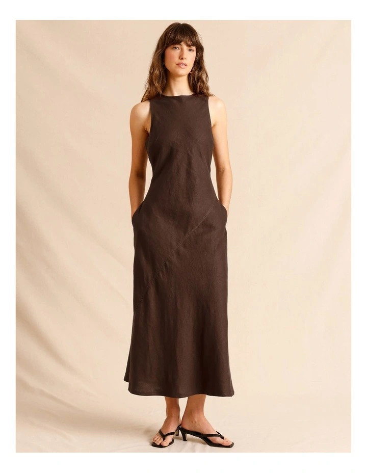 European Linen Midi Dress in Chocolate | Myer