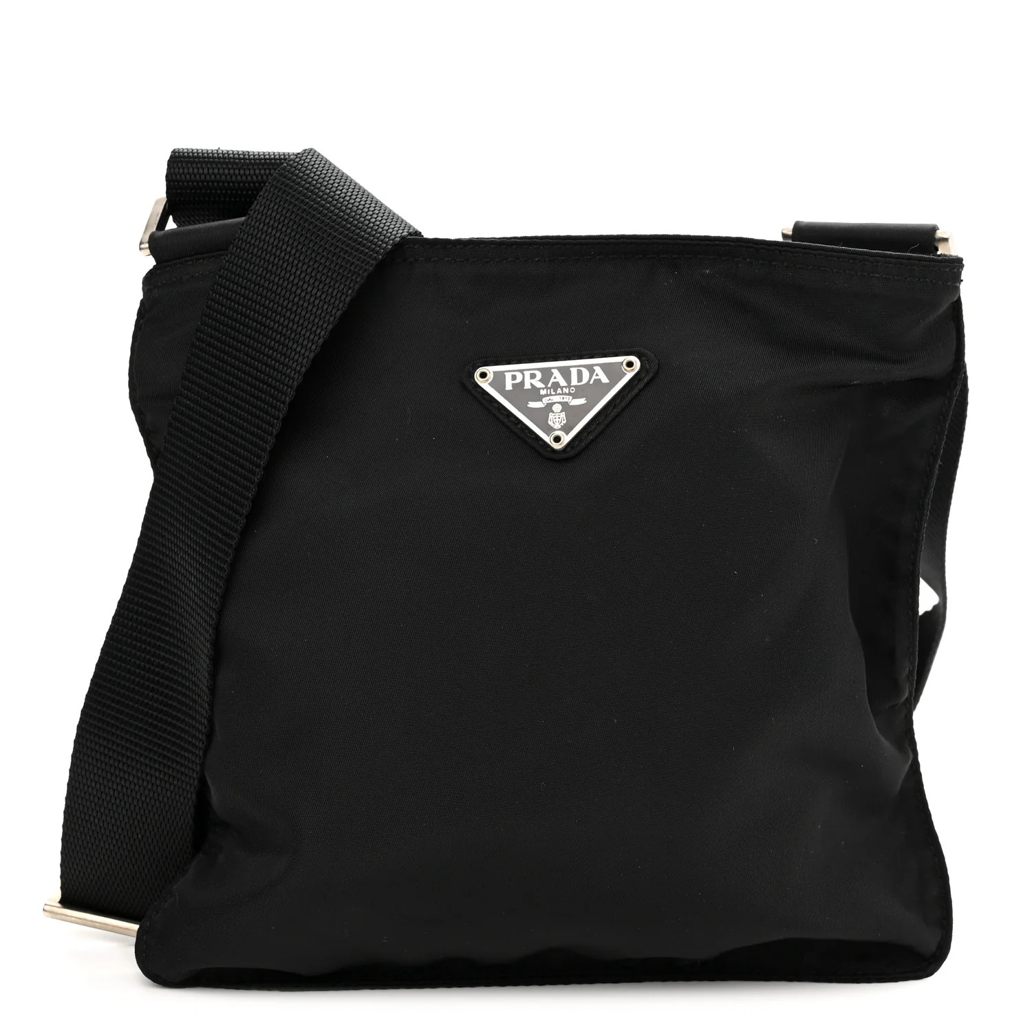 Tessuto Nylon Messenger Bag Black | FASHIONPHILE (US)