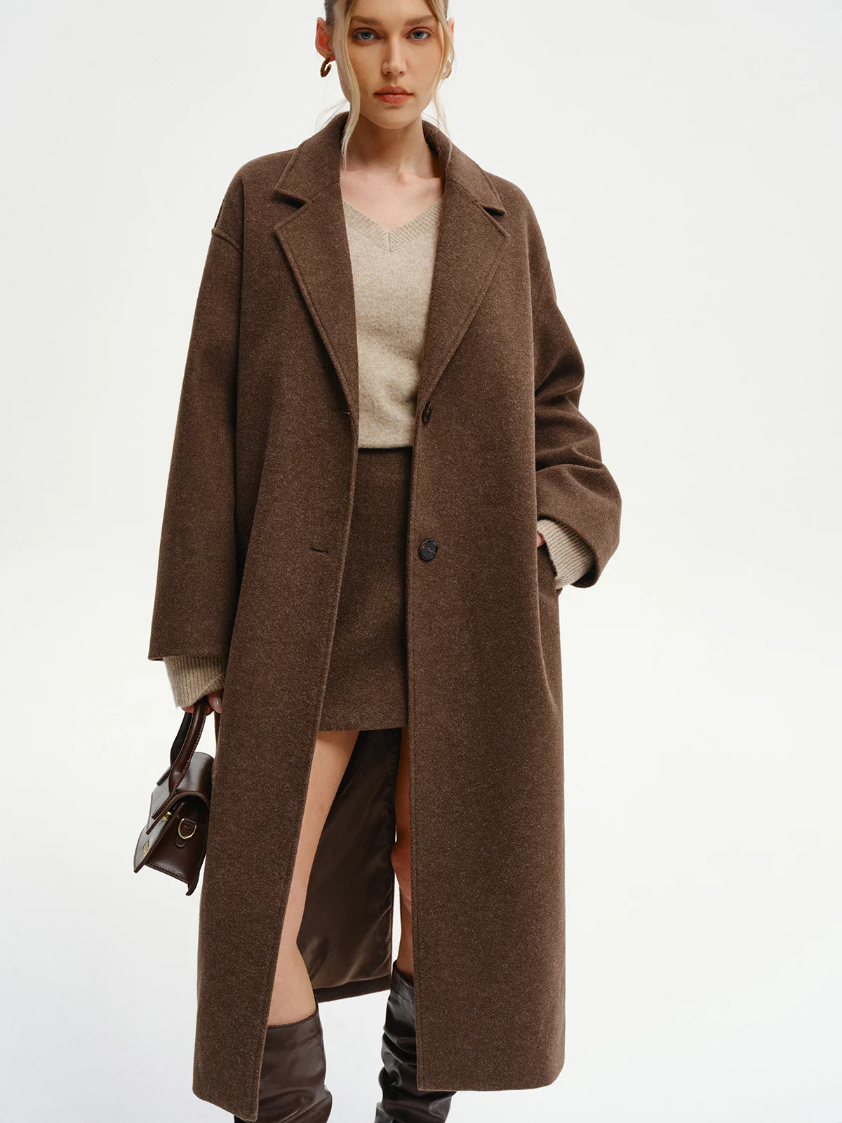 Oversized Tweed Long Coat | Commense