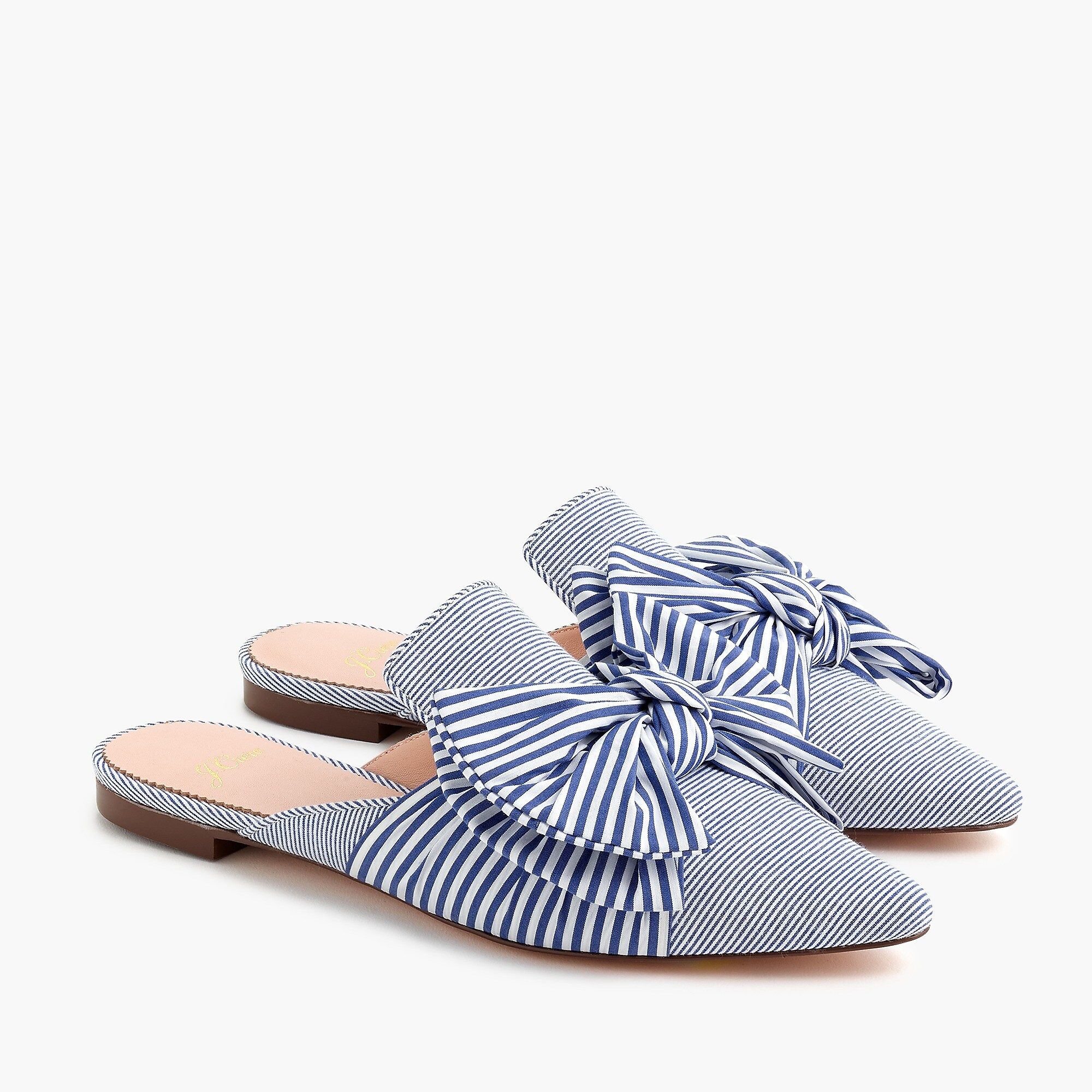 Pointed-toe bow slides in mixed stripe | J.Crew US