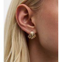 Gold Tone Ribbed Teardrop Stud Earrings New Look | New Look (UK)