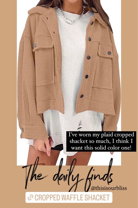 Waffle shacket // cropped waffle shacket for fall & winter 

#LTKunder50 #LTKSeasonal #LTKstyletip