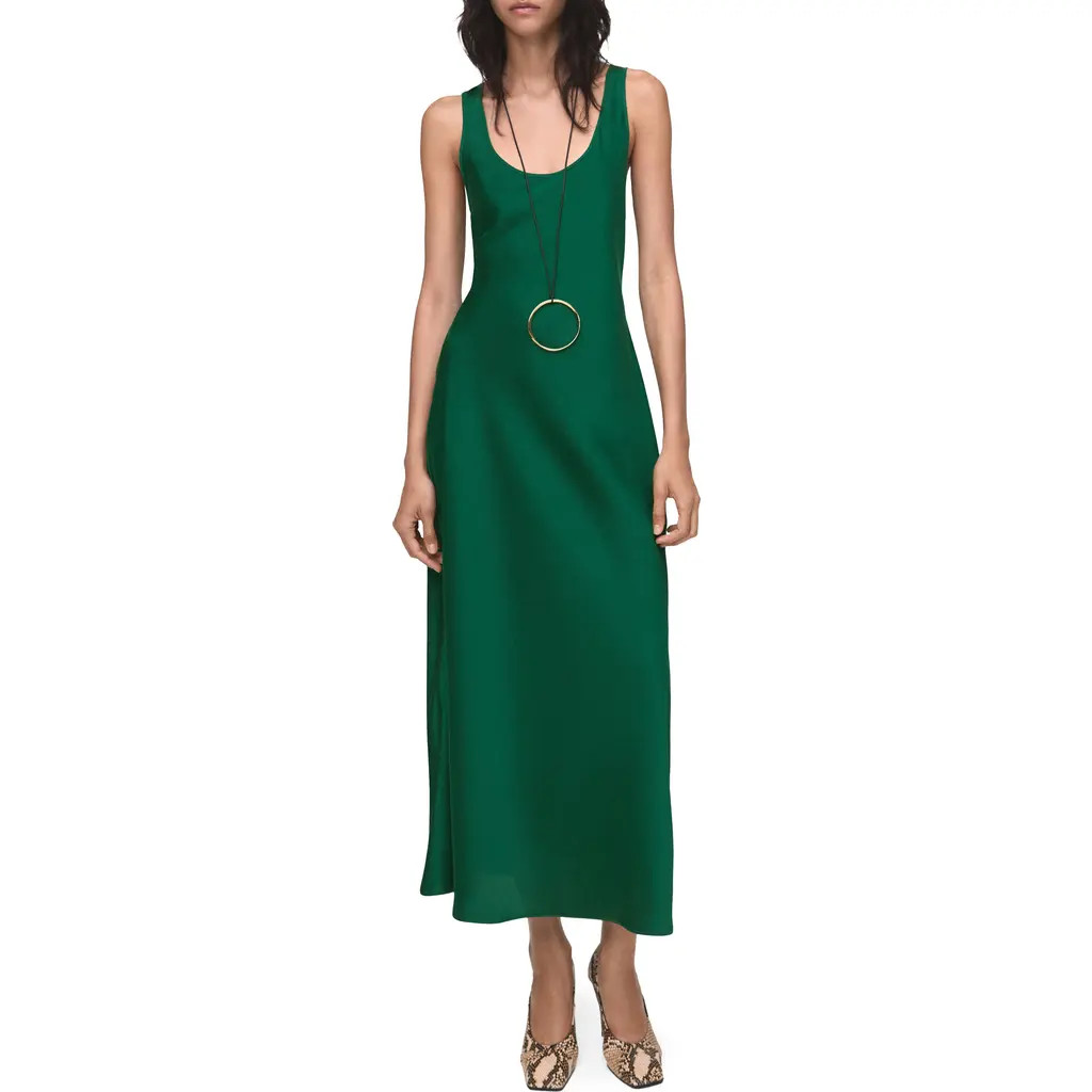 MANGO Luisa Satin Maxi Dress in Green at Nordstrom, Size 8 | Nordstrom