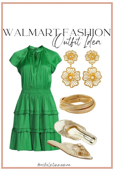 Another new Walmart dress that I love! Comes in several colors and prints. I feel like this one is very versatile too. Love it styled with some gold accessories. All Walmart! 

Walmart fashion. Walmart finds. LTK under 50. 