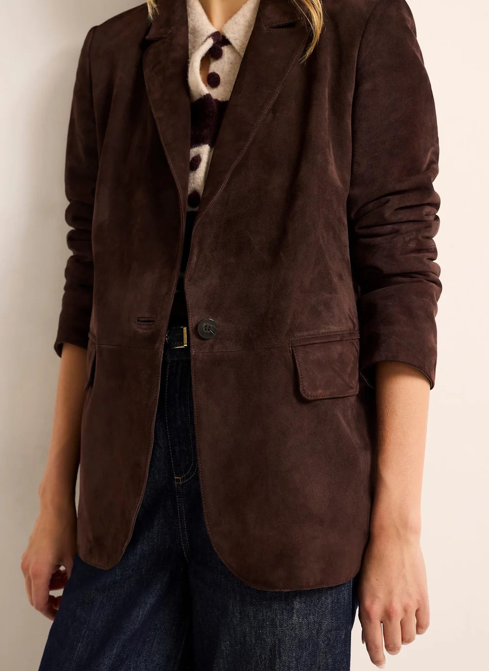 Brown Suede Blazer | Mint Velvet