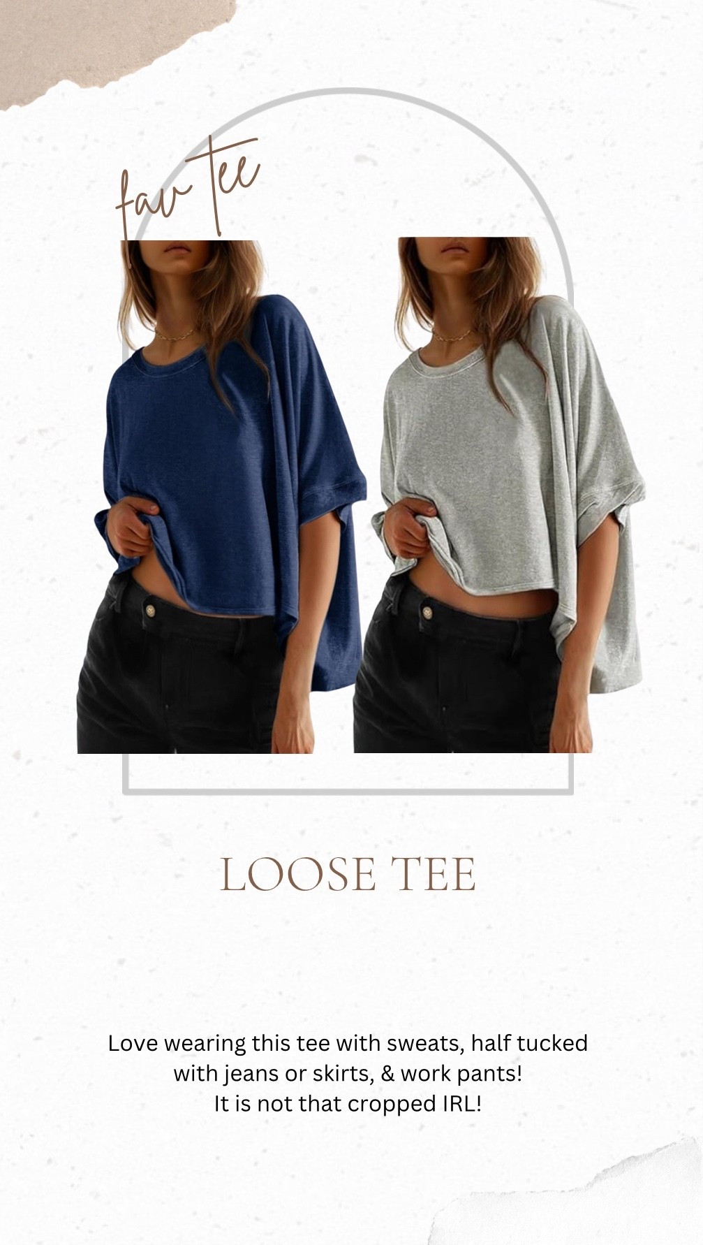 I tried this tee and I’m now obsessed! It is not as cropped in person (I am 5’7” with a large chest). It’s actually perfect for high waisted bottoms like jeans, pants, and skirts. I went up a size for even more of a flowy look. (XL) #basictee #tshirt 

#LTKOver40 #LTKMidsize