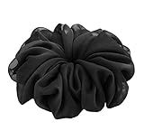 Black Scrunchies for Hair Large Chiffon Accessories Headband 80s and 90s Ponytail Holder Gift Girls  | Amazon (US)