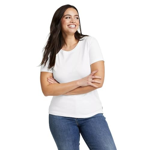 Eddie Bauer Women's Favorite Short-Sleeve Crewneck T-Shirt, White, Medium, Tall | Amazon (US)