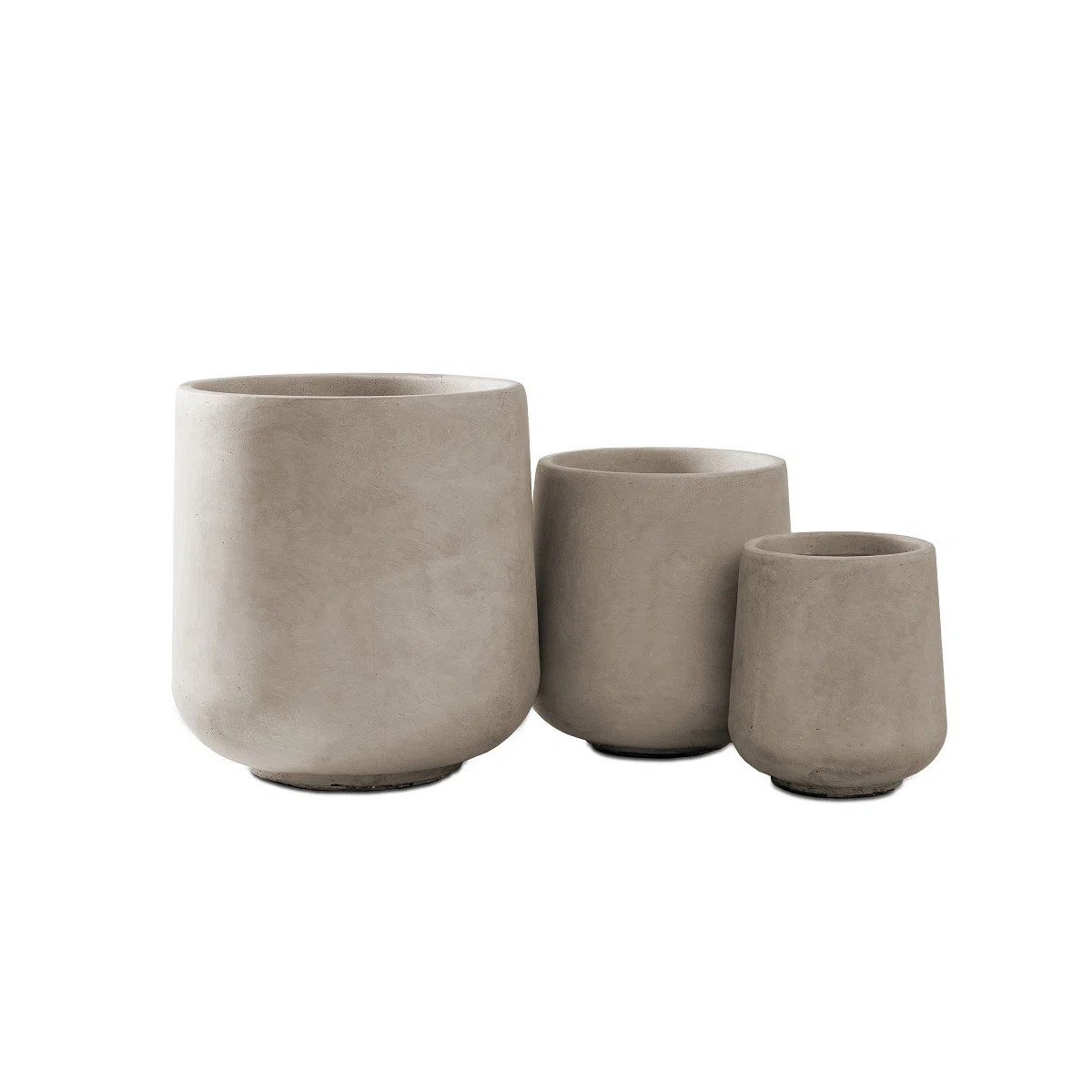 Kante Round Concrete Planters, Outdoor Indoor Pots Containers with Drainage Holes Set | Wayfair North America
