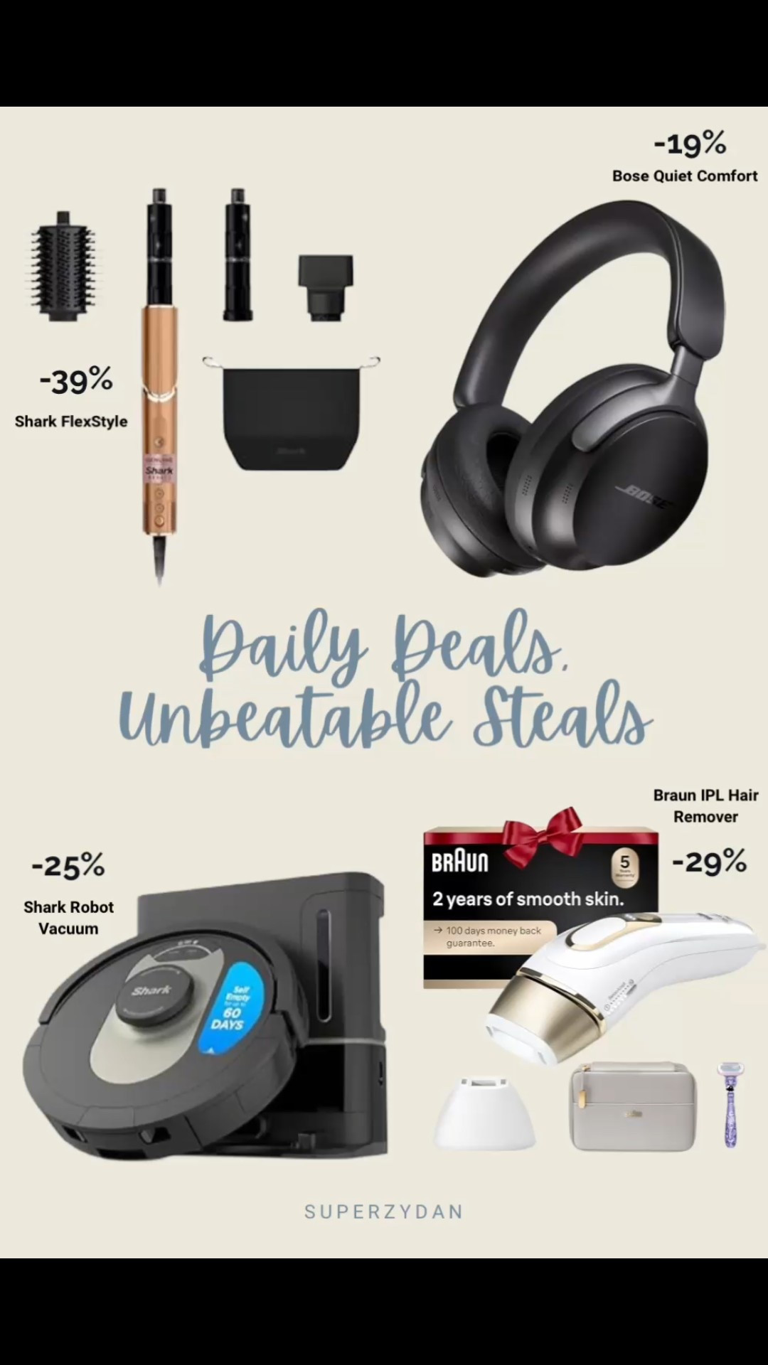 ✨ My Top Gift Picks Are On MAJOR Sale! 

Whether you're shopping for the holidays or just want to treat yourself, now is the time! I've linked my favorites for you:
• 39% OFF Shark FlexStyle: The ultimate hair tool! This is an amazing deal and a guaranteed-to-please gift.
• 19% OFF Bose QuietComfort Headphones: The best noise-canceling headphones out there. A perfect gift for him or her.
• 25% OFF Shark Robot Vacuum: Give the gift of a clean house! (Or get one for yourself, I support this 100%.)
• 29% OFF Braun IPL Hair Remover: The ultimate self-care gift. A major splurge, but so much more affordable with this deal!
Get one for them, one for you! 😉

#LTK #LTKunder100 #LTKsale #LTKhome #LTKbeauty #giftideas #holidaysale #blackfridaydeals #giftguide #giftforher #giftforhim

#LTKHoliday #LTKGiftGuide