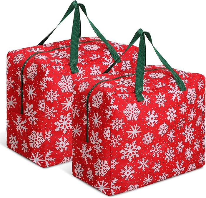Kajaia 2 Pcs Christmas Ornament Storage 18 x 15 x 10 Inch Snowflake Holiday Accessories Bag Chris... | Amazon (US)