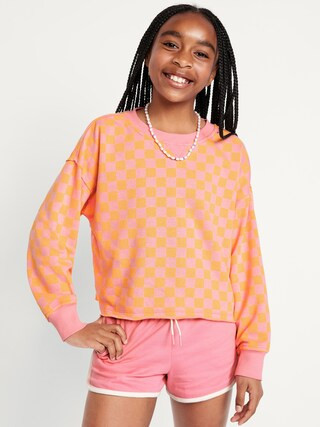 Printed Cropped French-Terry Sweatshirt for Girls | Old Navy (US)