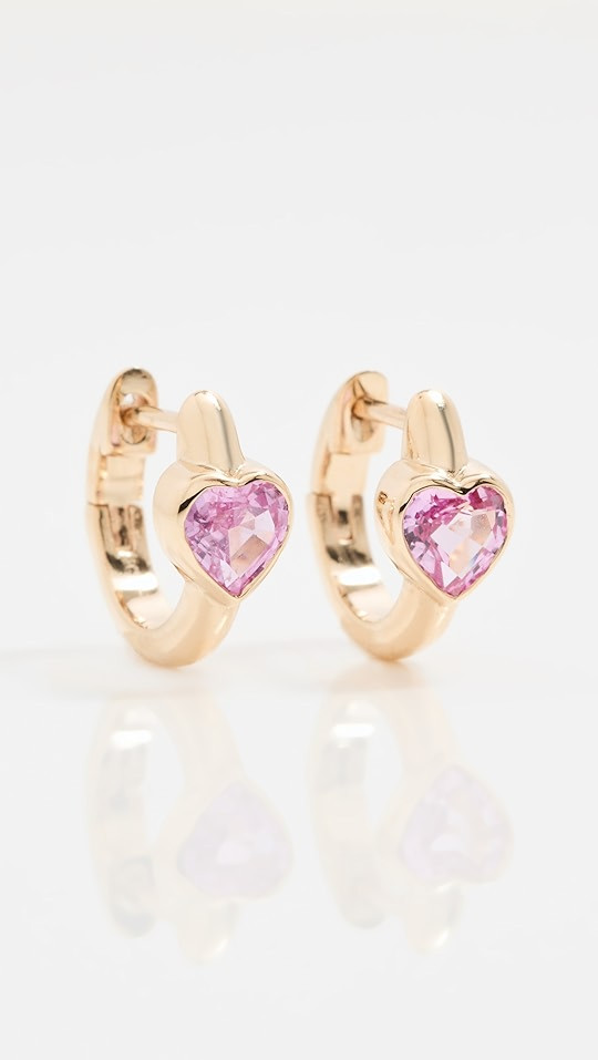 Gemma 14k 10mm Pink Sapphire Heart Hoops | SHOPBOP | Shopbop