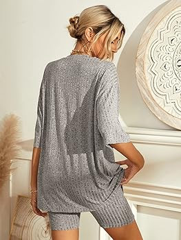 MakeMeChic Women's Casual 2 Piece Outfits Short Sleeve Tee Shirt and Biker Shorts Set | Amazon (US)