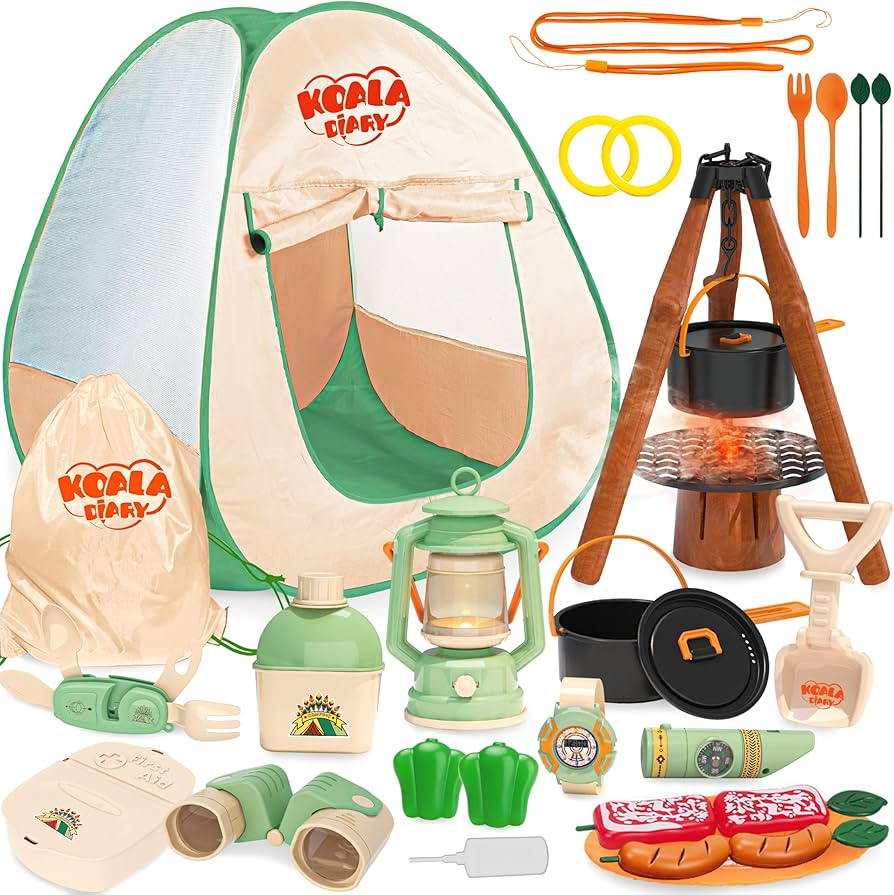 Kids Camping Set, SMILESSKIDDO 41 PCS Pretend Camping Set for Kids 3-5 with Pop Up Tent - Indoor ... | Amazon (US)
