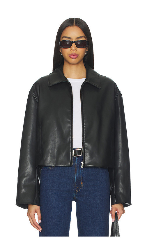 Enza Costa Leather Minimal Jacket in Black. Size 0. Also in 1, 2. | Revolve Clothing (Global)