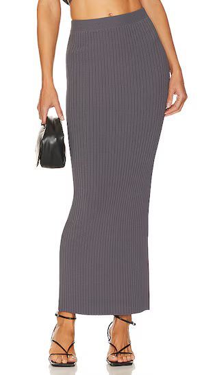 Camdyn Rib Knit Maxi Skirt in Slate Grey | Revolve Clothing (Global)
