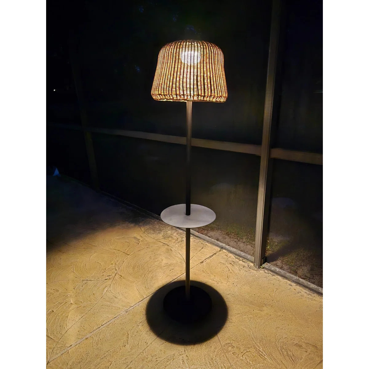 Solar Outdoor Floor Lamp With Table - Cordless Outdoor Floor Lamp - Patio, Porch, Garden - Rattan... | Wayfair North America