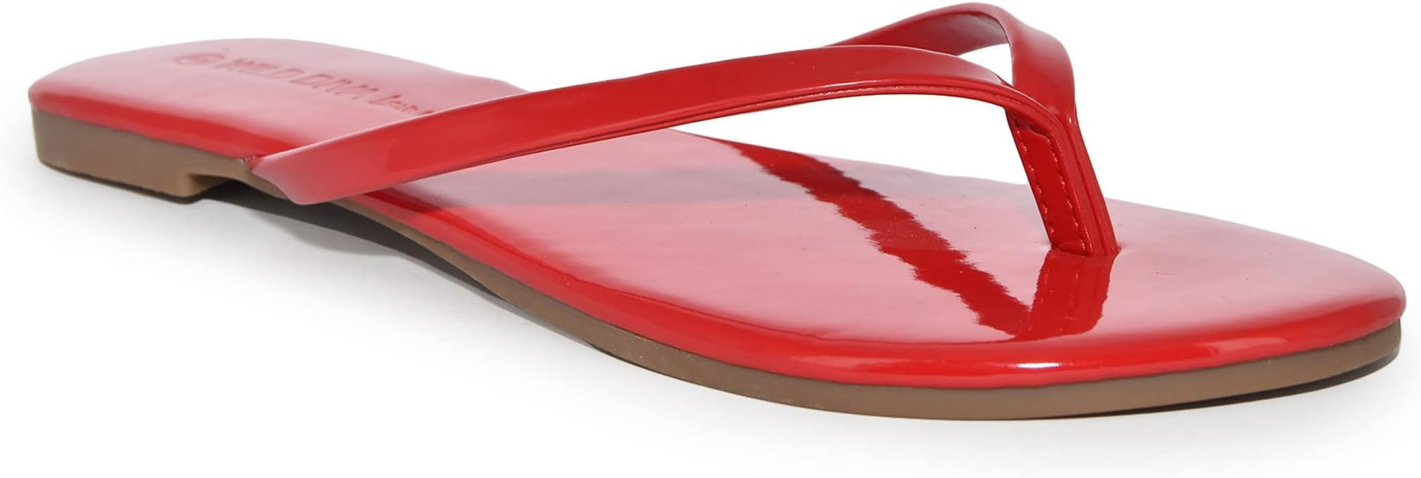 Wild Diva Classic Faux Patent Leather Almond Toe Flip Flop Thong Sandals | Amazon (US)
