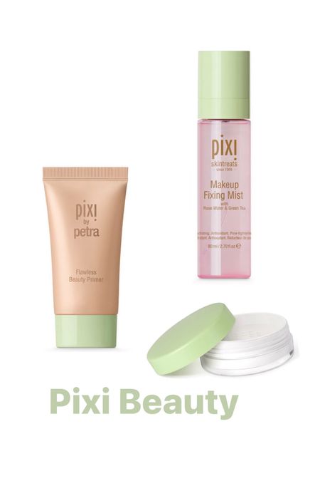 New products from @pixibeauty 💚🌱 #pixipartner 
My favorite is the H20 skinveil setting powder! It makes such a difference in my foundation😍✨ Excited to try the flawless beauty primer too. & the makeup fixing spray. Which product would you try?⚡️

Shop 🔗 on my LTK 🖤

#pixibeauty 

