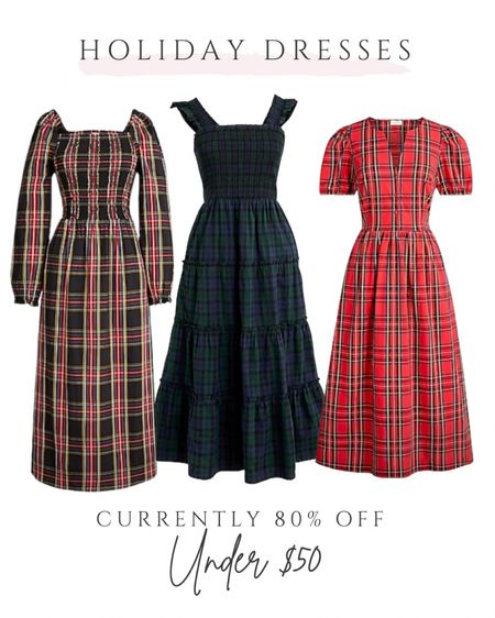 The prettiest holiday dresses currently on major sale!! Usually retail around $150 but are under $50 right now!! Super flattering midi dresses run TTS and come in Christmas and holiday plaids and tartan prints ❤️ also all bump friendly! 

#LTKunder50 #LTKbump #LTKsalealert