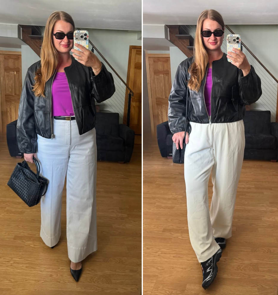 Same jacket. Same color palette. Completely different vibe. 😎
Can you spot what I changed?

This collarless leather jacket with a bubble hem by @Quince is a statement pieces that can go from polished to playful with just a few little tweaks.

All I did was swap the structured pants for a more relaxed pair and change the shoes - et voilà! It feels like a completely different outfit. 😍

If you're shopping for a leather jacket this season, I would take a closer look at this one - especially at only $225!

#quincepartner

#LTKgrwm #LTKootd #LTKMidsize