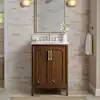 Home Decorators Collection Simsbury 25 in. Single Sink Cinnamon Oak Bath Vanity with Calacatta White Engineered Stone Top (Assembled) SIMSBURY25CO | The Home Depot