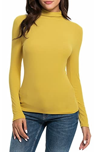 Womens Mock Turtleneck Long Sleeve Stretch Fitted Underscrubs Layer Tee Tops | Amazon (US)