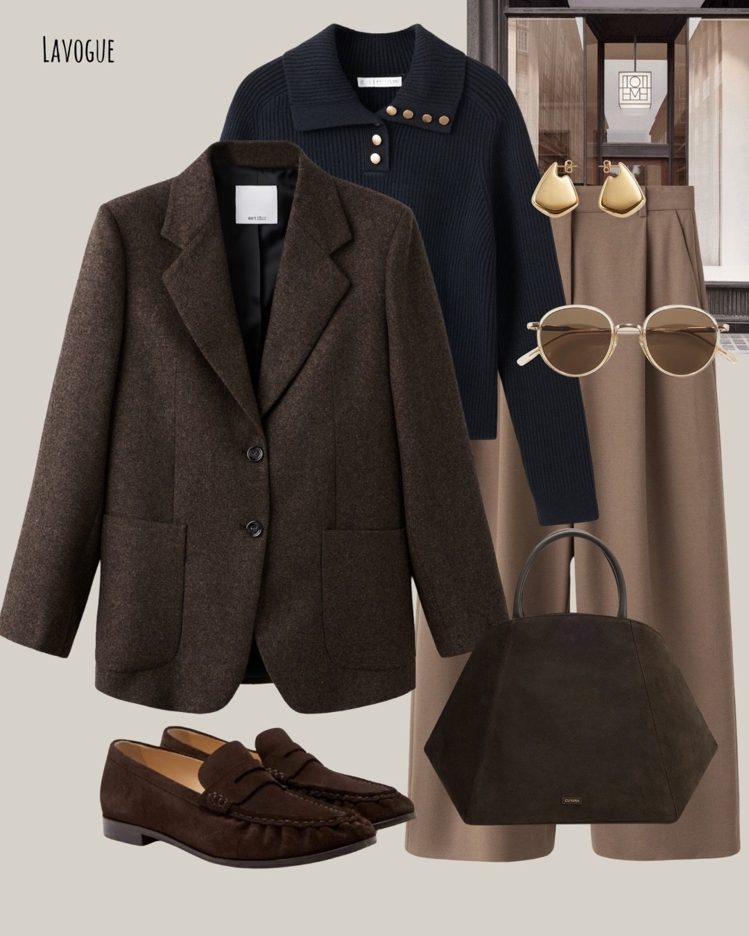 A sophisticated take on fall dressing with rich textures and timeless tones. This look features a navy ribbed sweater with button detailing, layered under a speckled wool blazer for a refined, tailored feel. The mix of knits and wool adds dimension and comfort, ideal for cooler days.
Brown trousers anchor the outfit with warmth, while dark brown suede loafers and a matching suede bag complete the look with tonal elegance. A perfect balance of structure and softness — understated, elevated, and endlessly versatile.

#LTKFallStyle #LTKClassic #LTKNeutralStyle #LTKLayeredLook #LTKDetails

#LTKFindsUnder100 #LTKSeasonal #LTKWorkwear