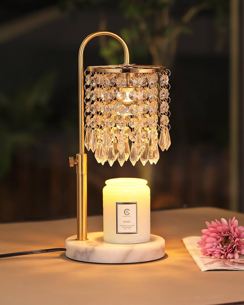 Minimalist Crystal Candle Warmer with Timer Dimmer and 3 Bulbs, Adjustable Height Marble Base for... | Amazon (US)