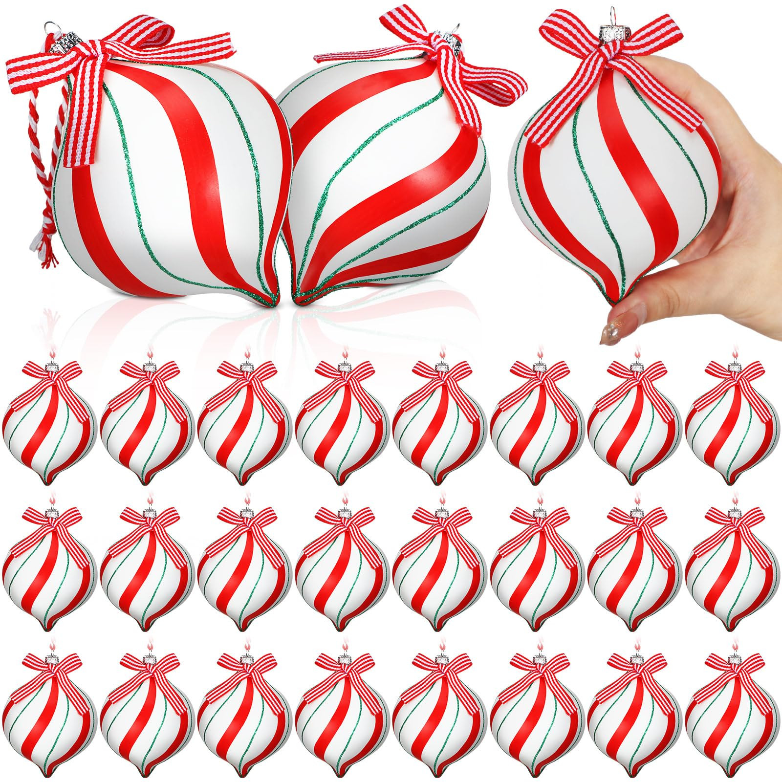 Retrowavy 24 Pcs Peppermint Christmas Decorations 4 Inch Large Peppermint Candy Christmas Tree Or... | Amazon (US)